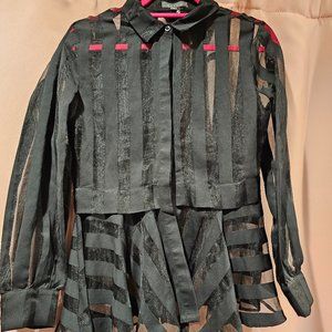 Gracia sheer stripped peplum blouse